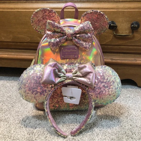 Loungefly Pink EARidescent Loungefly with Minnie Mouse Ears - Picture 13 of 13